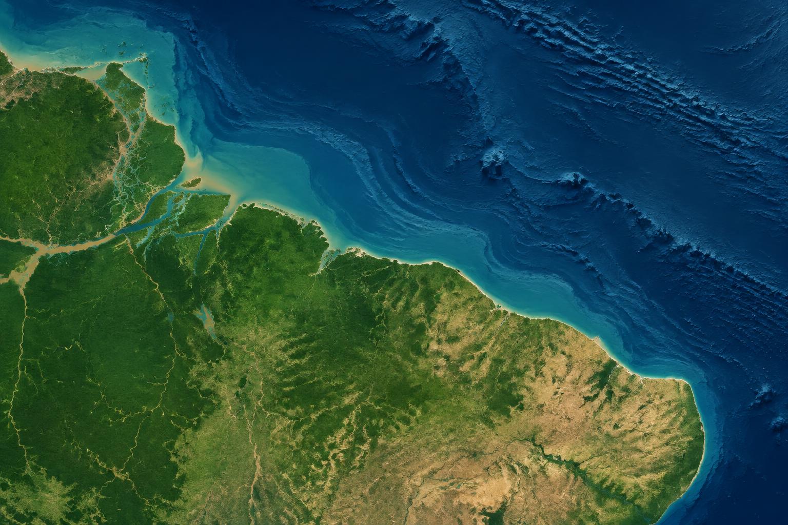 Imagem editorial ilustrativa da costa norte brasileira